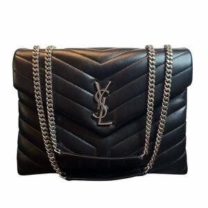 Yves Saint Laurent Black Chevron Chain Shoulder Bag